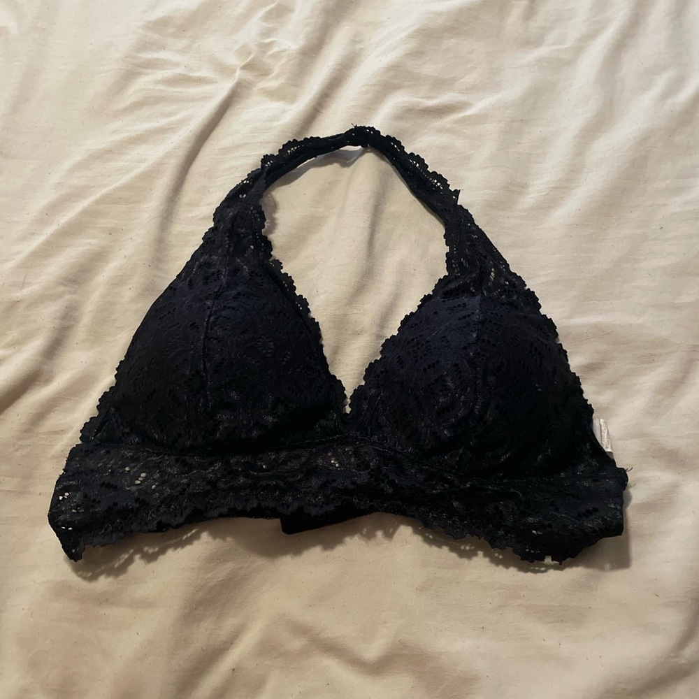 Lace Halter Bralette - Black